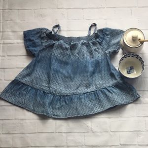Girls Off The Shoulder Blue Top